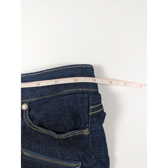 Paige Indio Skinny Jeans Dark Denim Wash 26 Zip Zipper Pockets Stretch Cotton - Picture 4 of 11